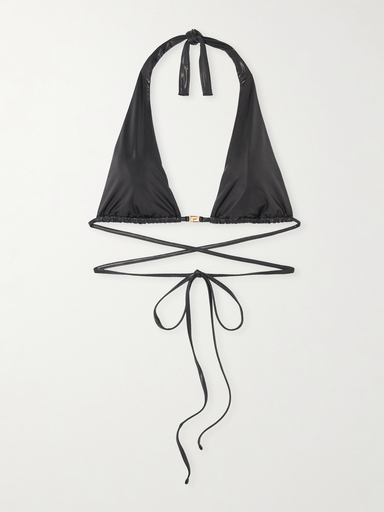 Versace Brinata Embellished Stretch-lamé Triangle Bikini Top - Black