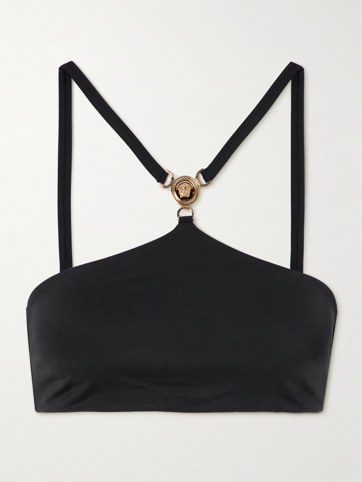 Versace Embellished Halterneck Bikini Top In Black