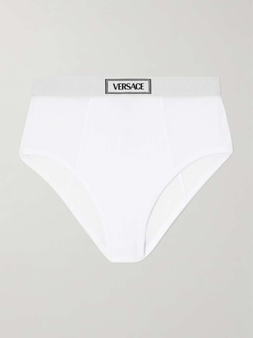 Versace Ribbed Stretch-cotton Briefs