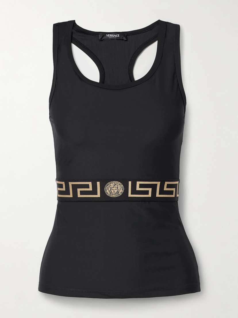 Versace Jacquard-trimmed Stretch-jersey Tank