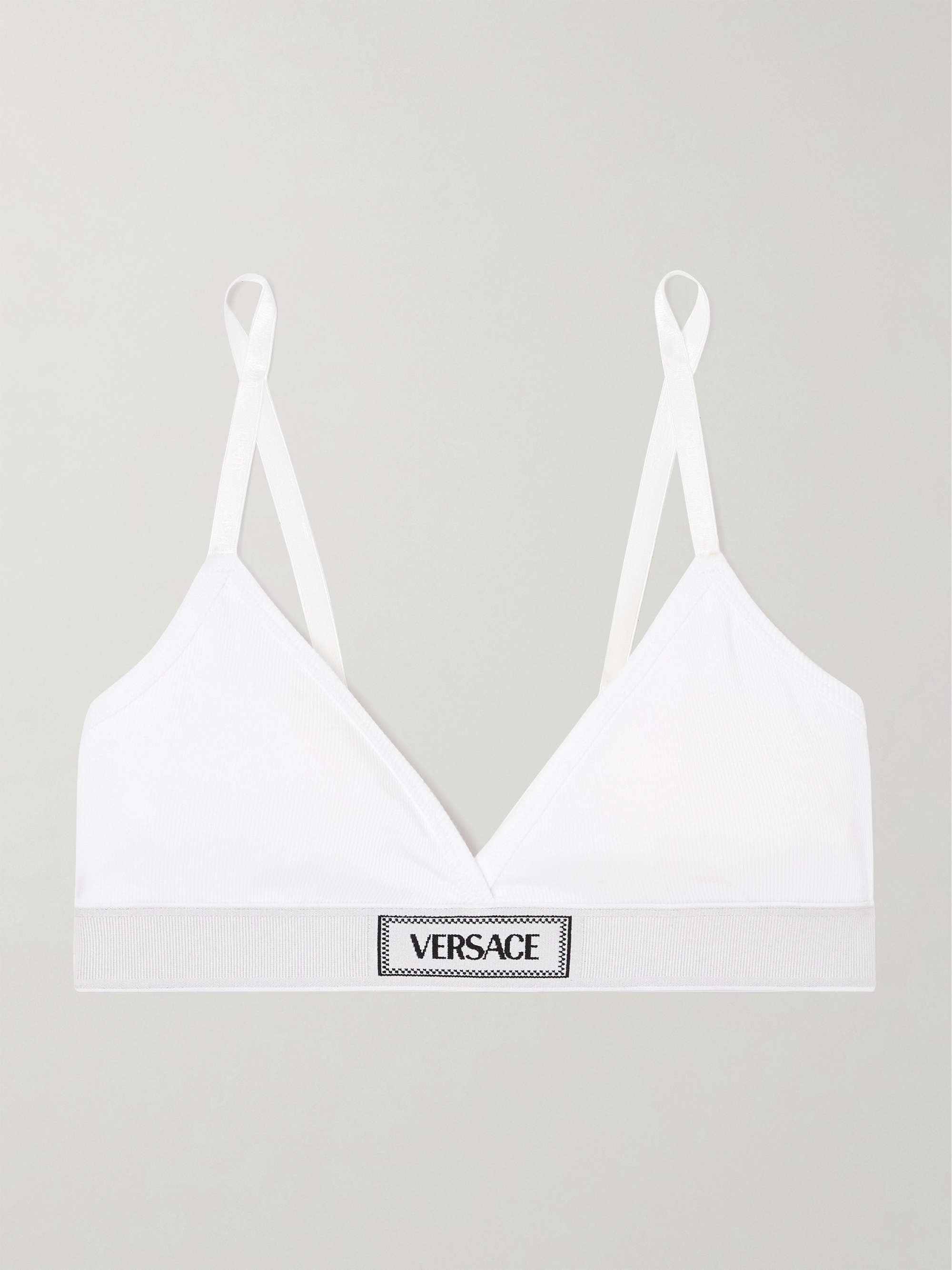 Ribbed stretch-cotton soft-cup triangle bra