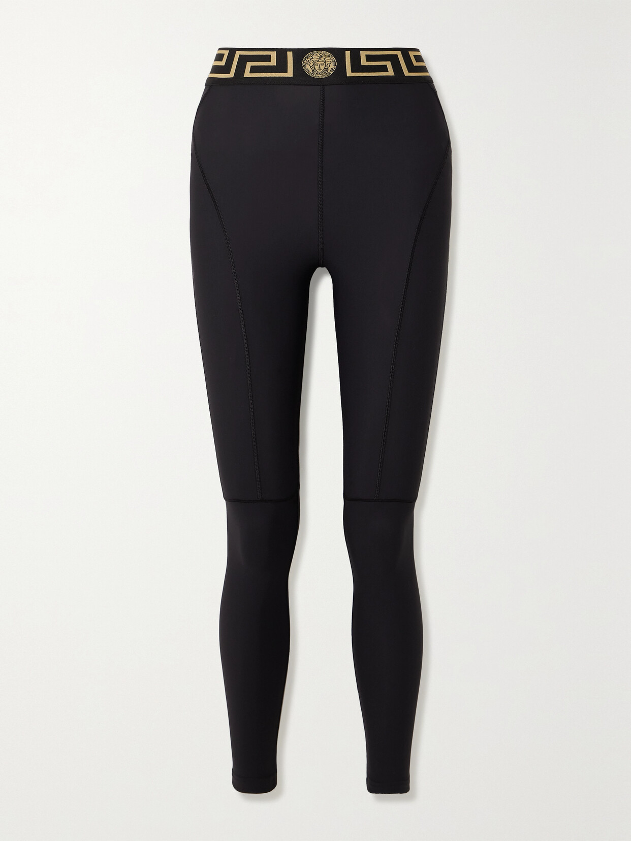 Versace Paneled Stretch-jersey Leggings In Black