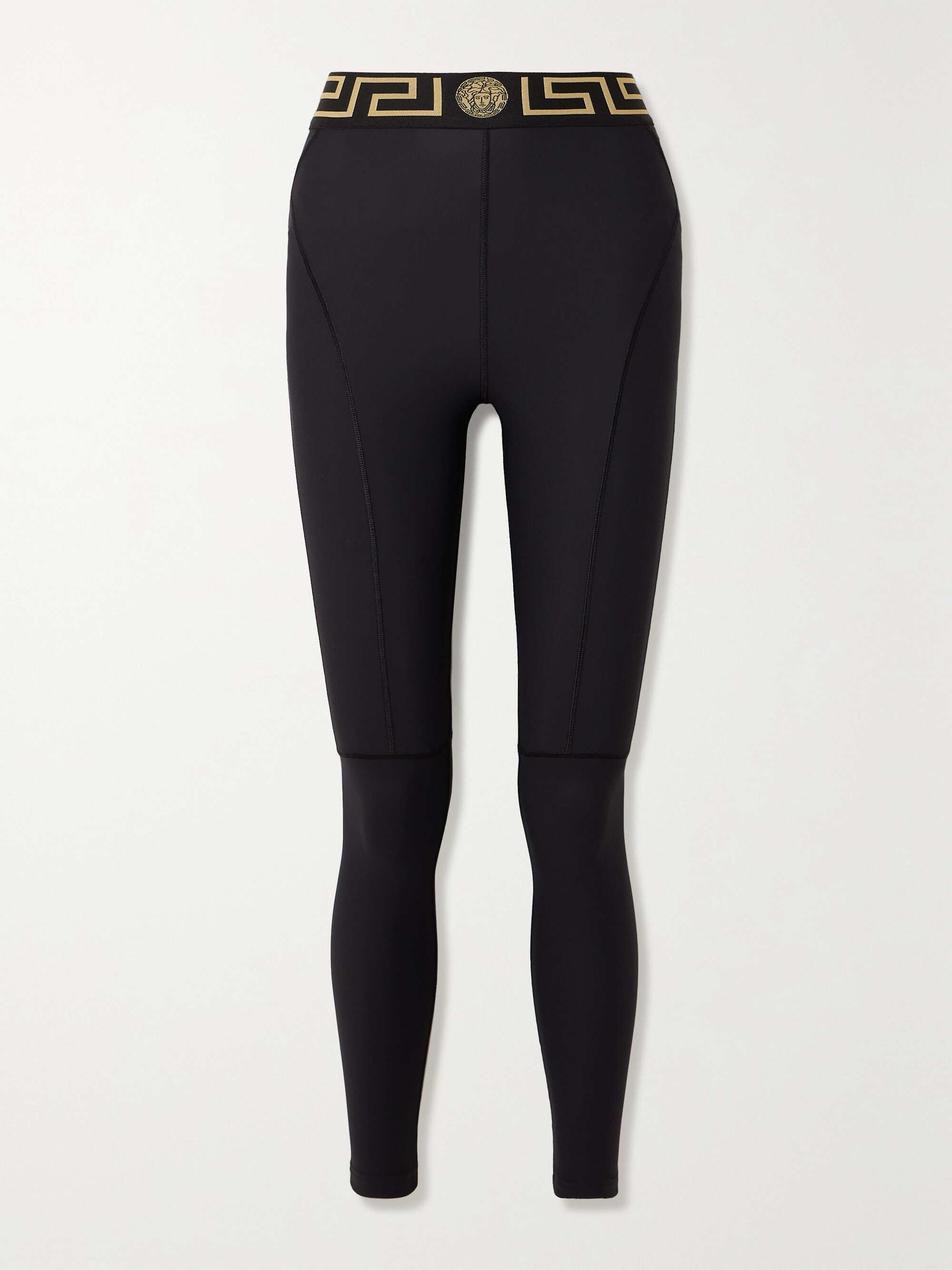 Paneled stretch-jersey leggings