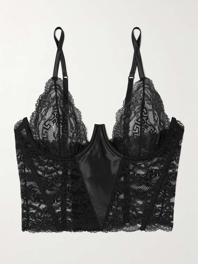 Versace Lace And Stretch-satin Underwired Bustier