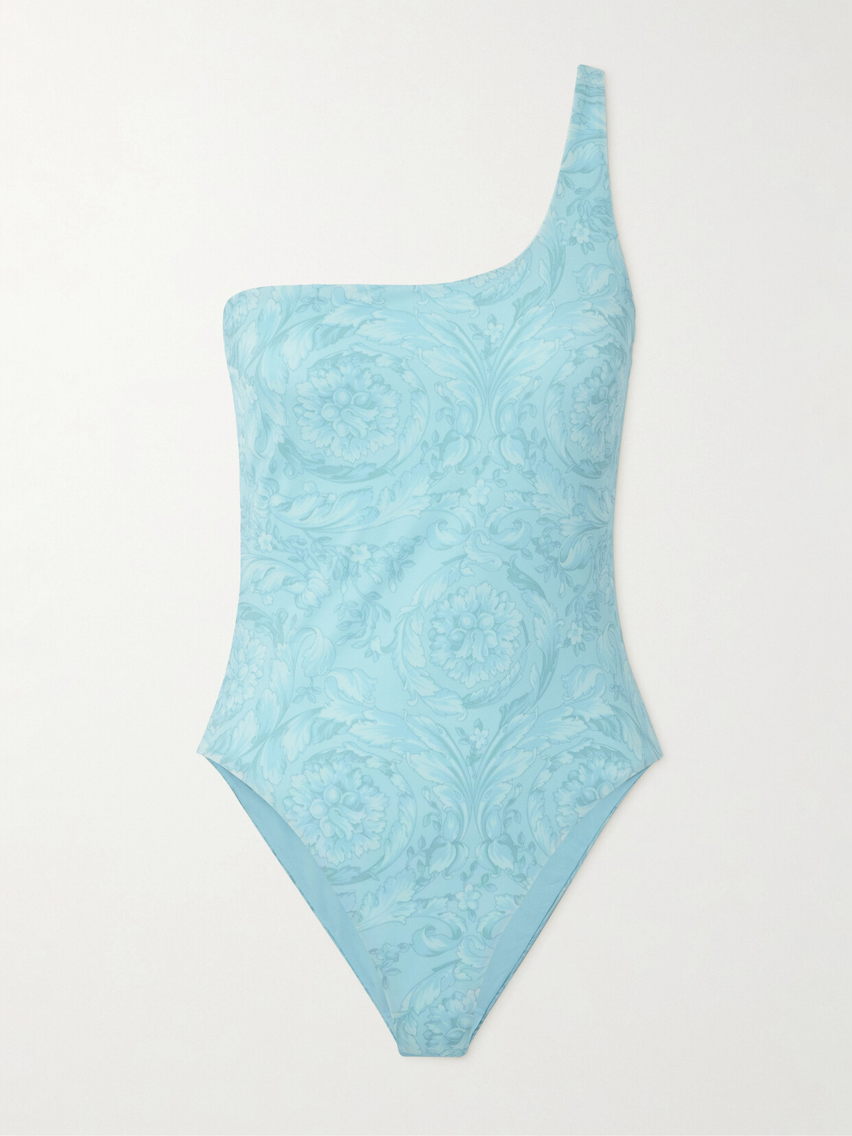 Versace One-shoulder Cutout Printed Swimsuit - Blue