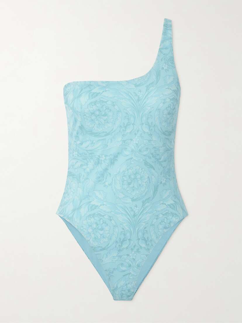 Versace One-shoulder Cutout Printed Swimsuit