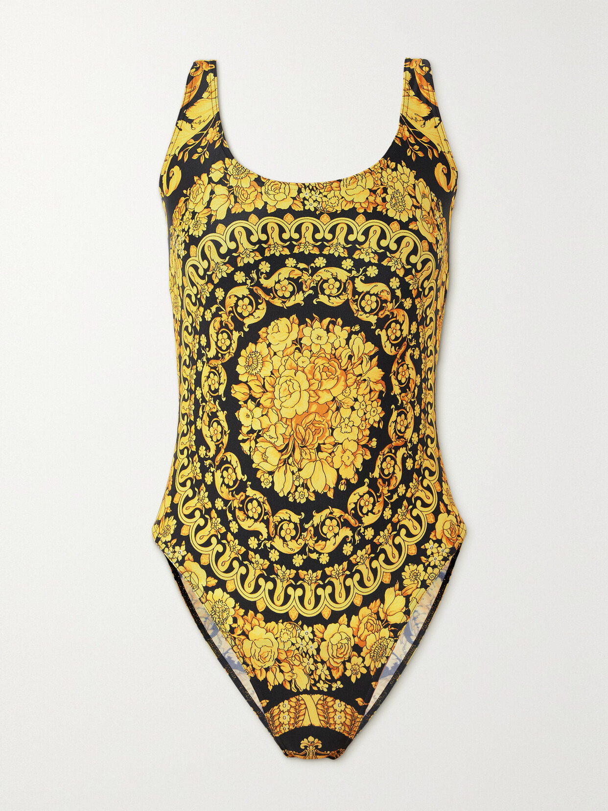 Versace Barocco Classico One Piece Swimsuit In Yellow