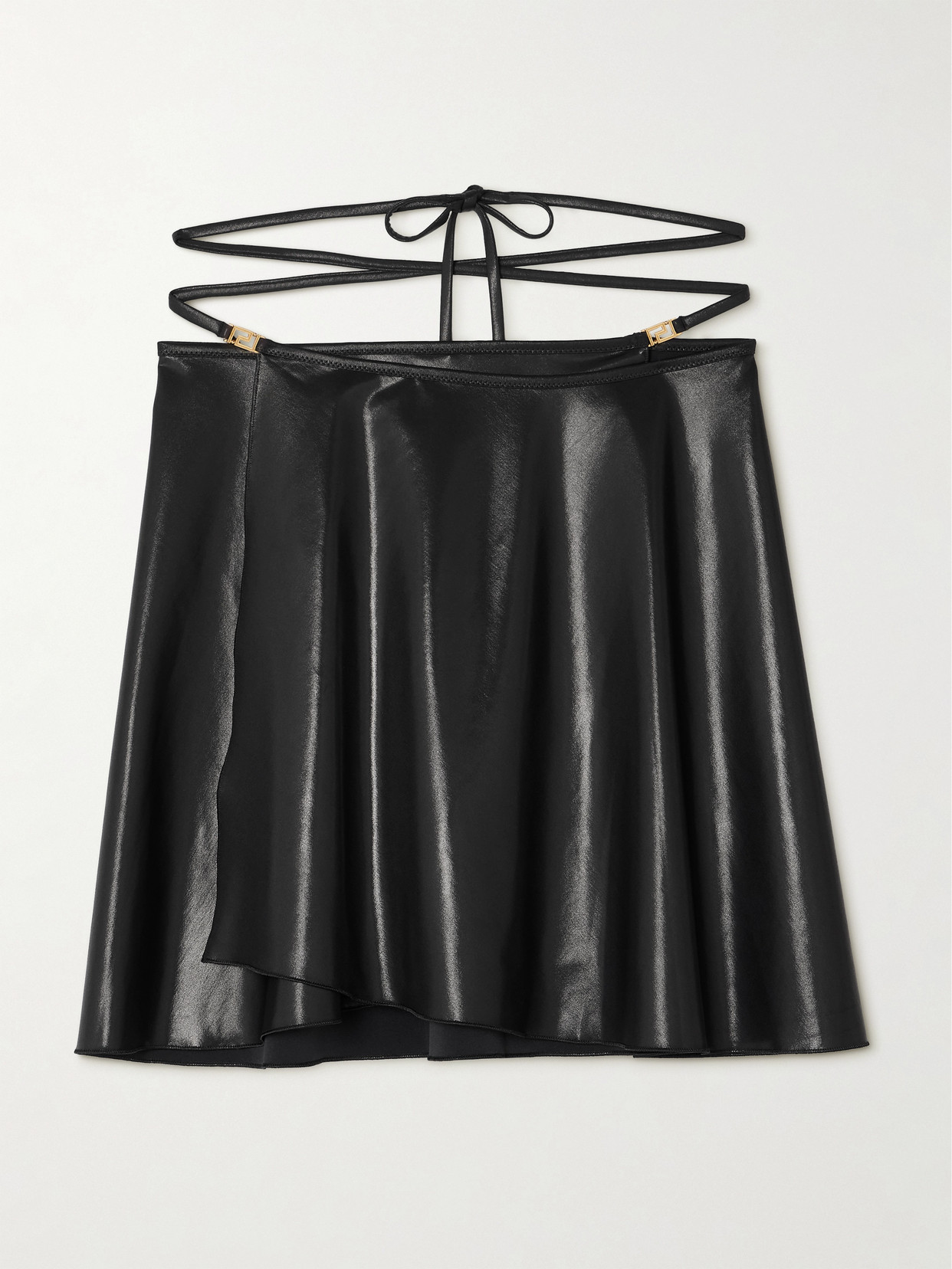 Versace Brinata Embellished Stretch-lamé Mini Wrap Skirt In Black