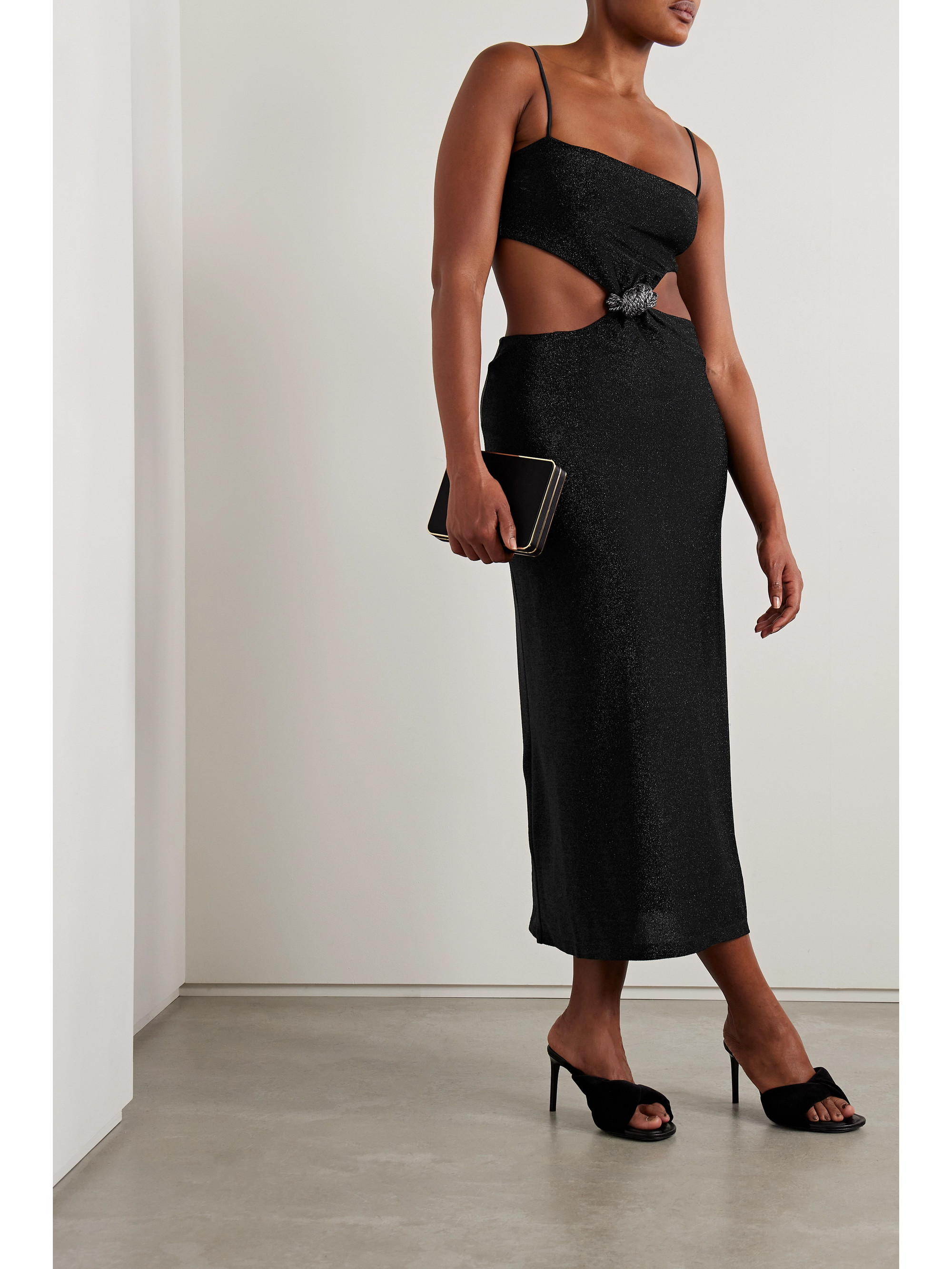 Johanna Ortiz + NET SUSTAIN Sueño Costero cutout embellished metallic stretch-jersey midi dress