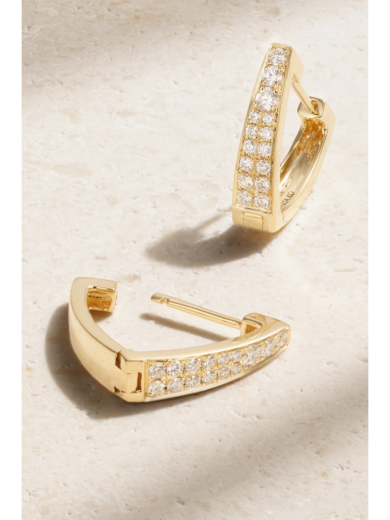 Shop Anita Ko Huggies 18-karat Gold Diamond Hoop Earrings