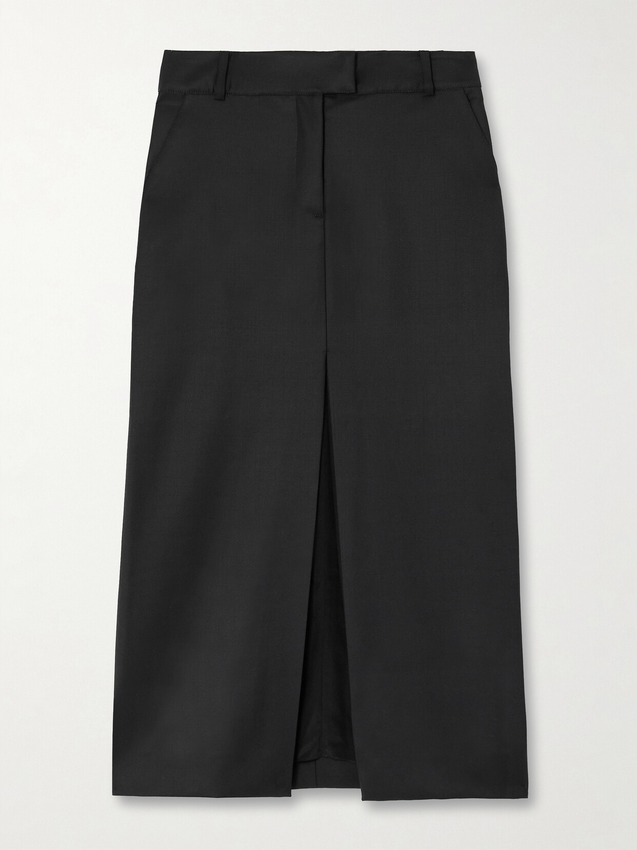 Johanna Ortiz + Net Sustain Defensa Noble Wool-twill Midi Skirt In Black