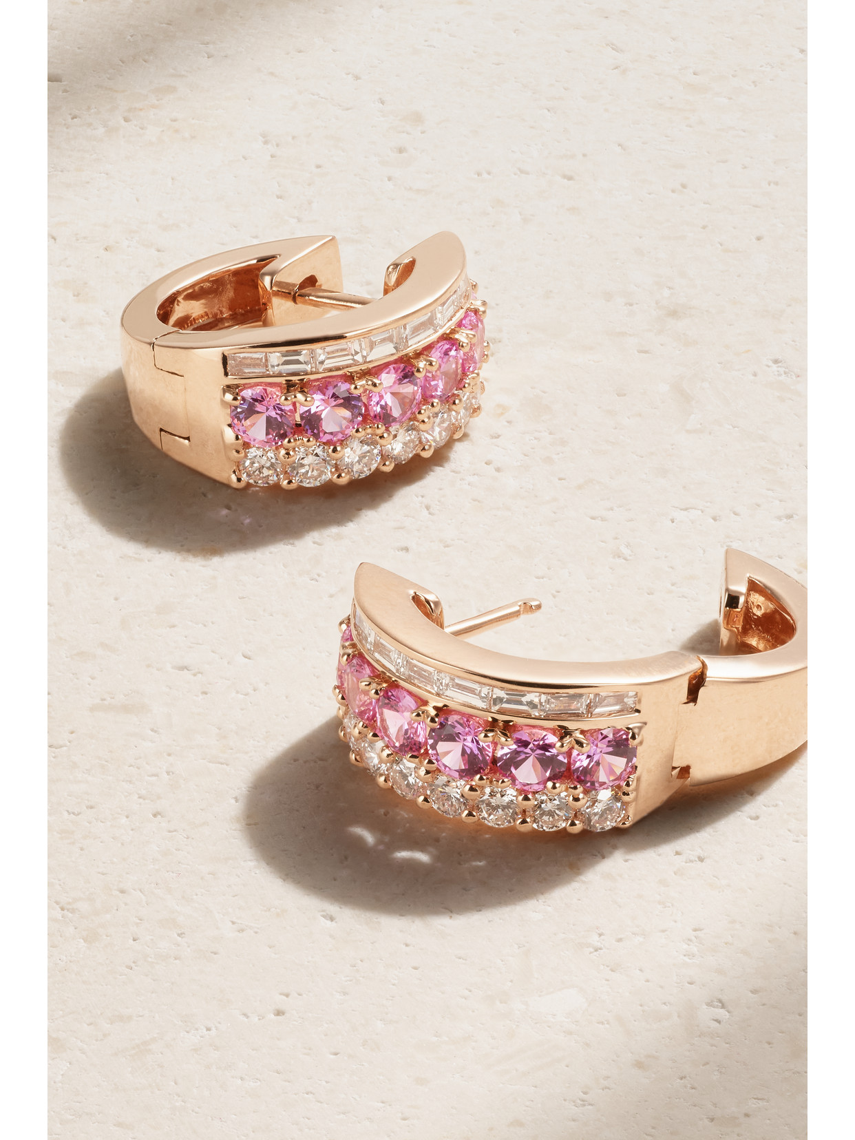 Anita Ko Lola 18-karat Rose Gold, Sapphire And Diamond Hoop Earrings In Pink