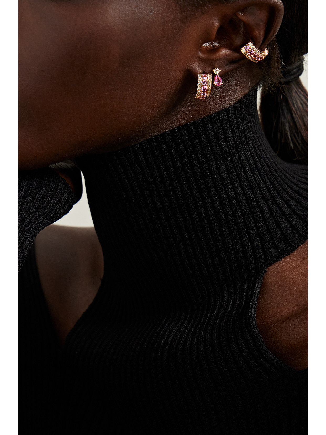 Anita Ko Lola 18-karat Rose Gold, Sapphire And Diamond Hoop Earrings In Pink