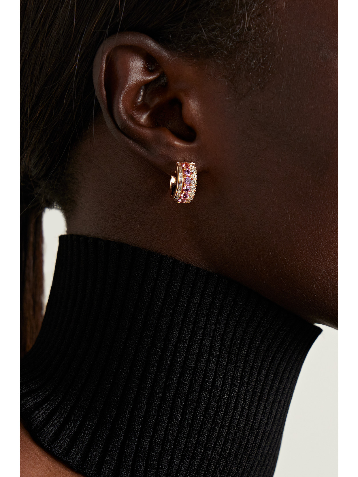 Anita Ko Lola 18-karat Rose Gold, Sapphire And Diamond Hoop Earrings In Pink