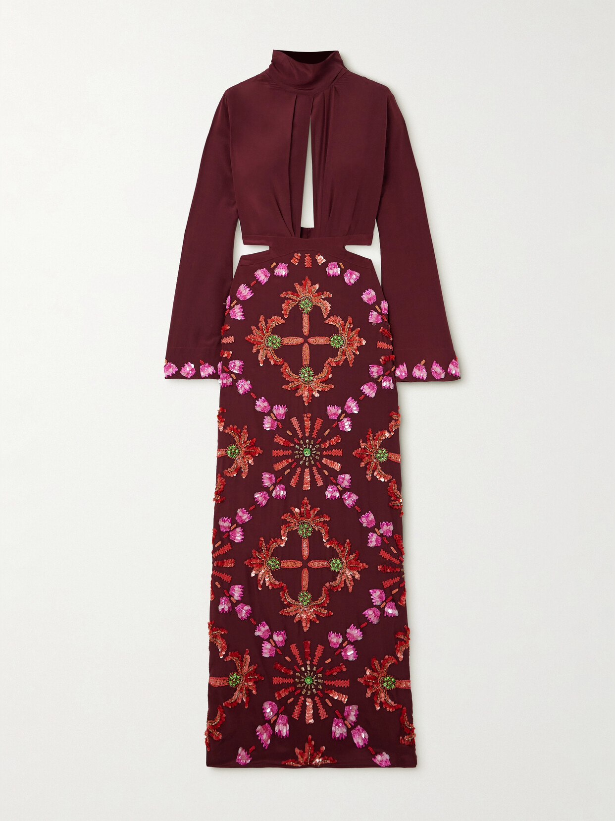 Johanna Ortiz + Net Sustain Aurora Mágica Sequin-embellished Cutout Silk Maxi Dress - Red