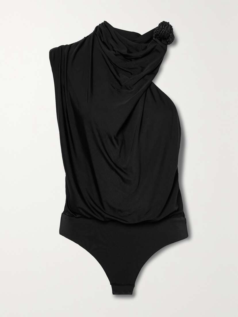 Johanna Ortiz Sereno Alba Draped Embellished Stretch-jersey Bodysuit - x large