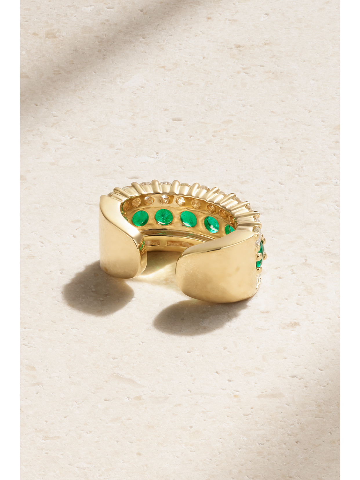 Shop Anita Ko Lola 18-karat Gold, Emerald And Diamond Ear Cuff In Green