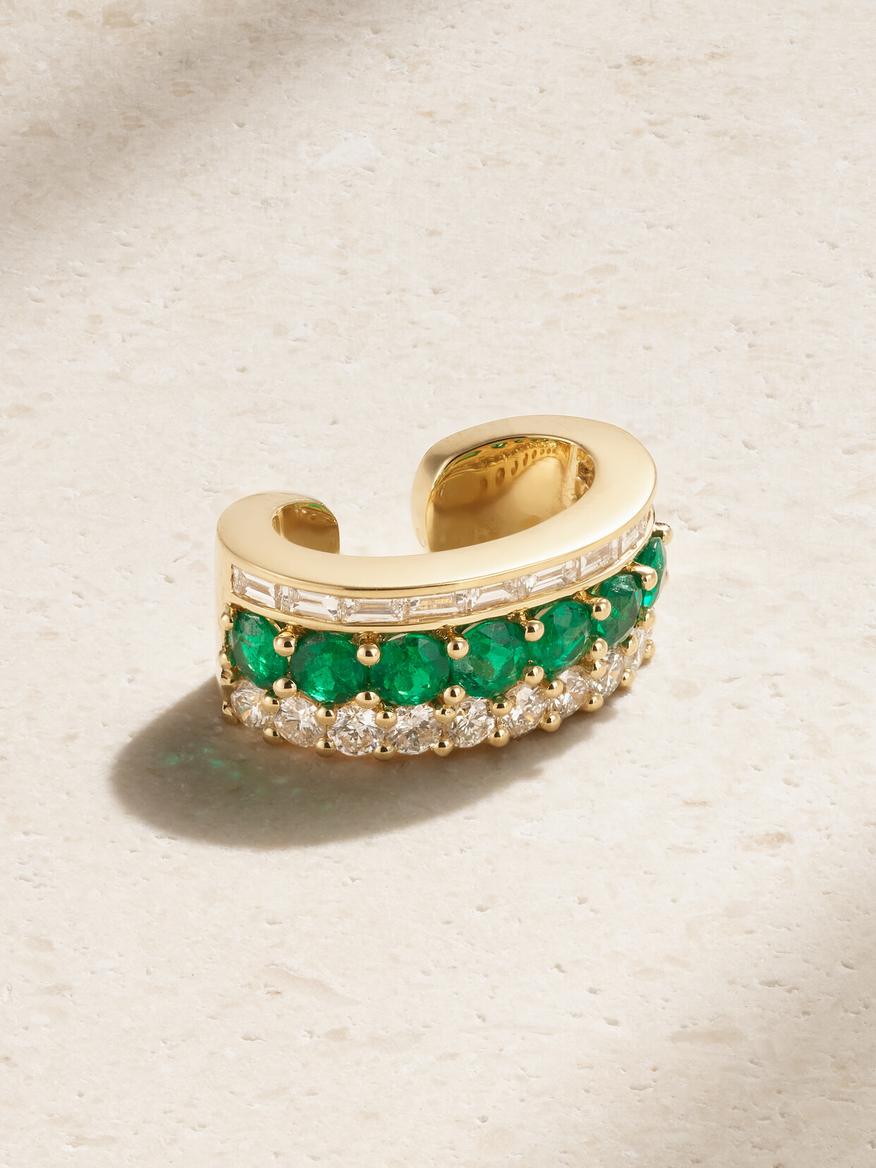 Anita Ko Lola 18-karat Gold, Emerald And Diamond Ear Cuff In Green