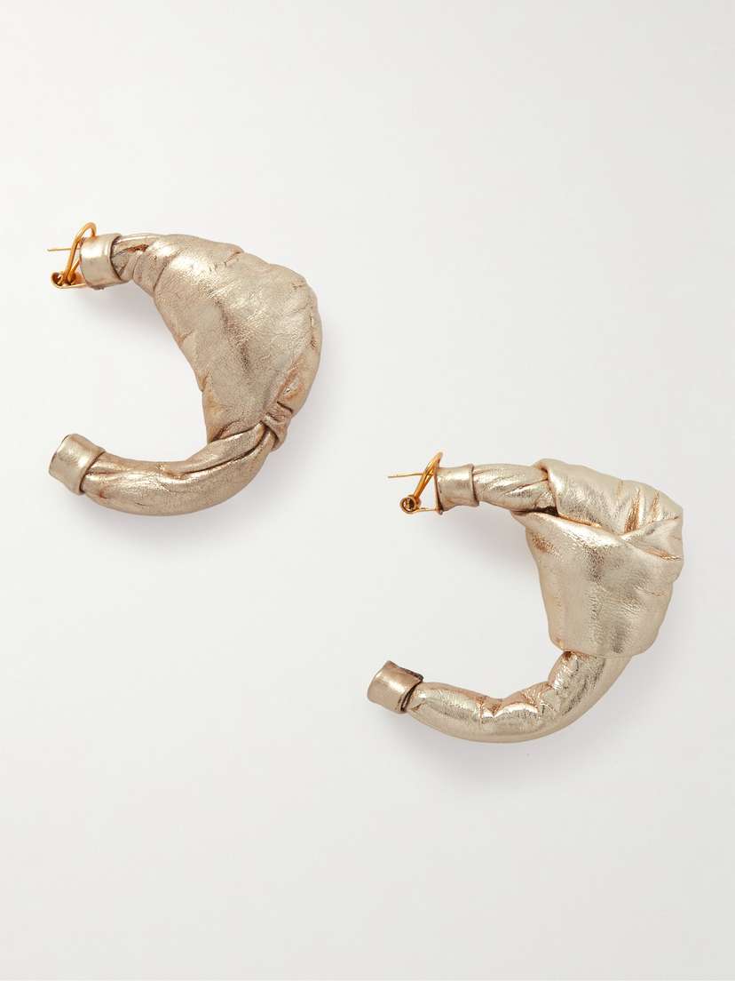 Johanna Ortiz + Net Sustain Metallic Leather Hoop Earrings