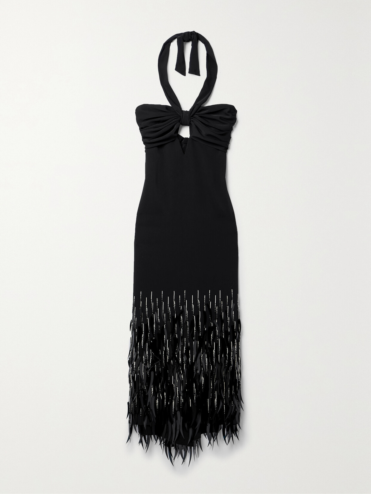 Johanna Ortiz + Net Sustain Fiesta Embellished Crepe Halterneck Midi Dress - Black