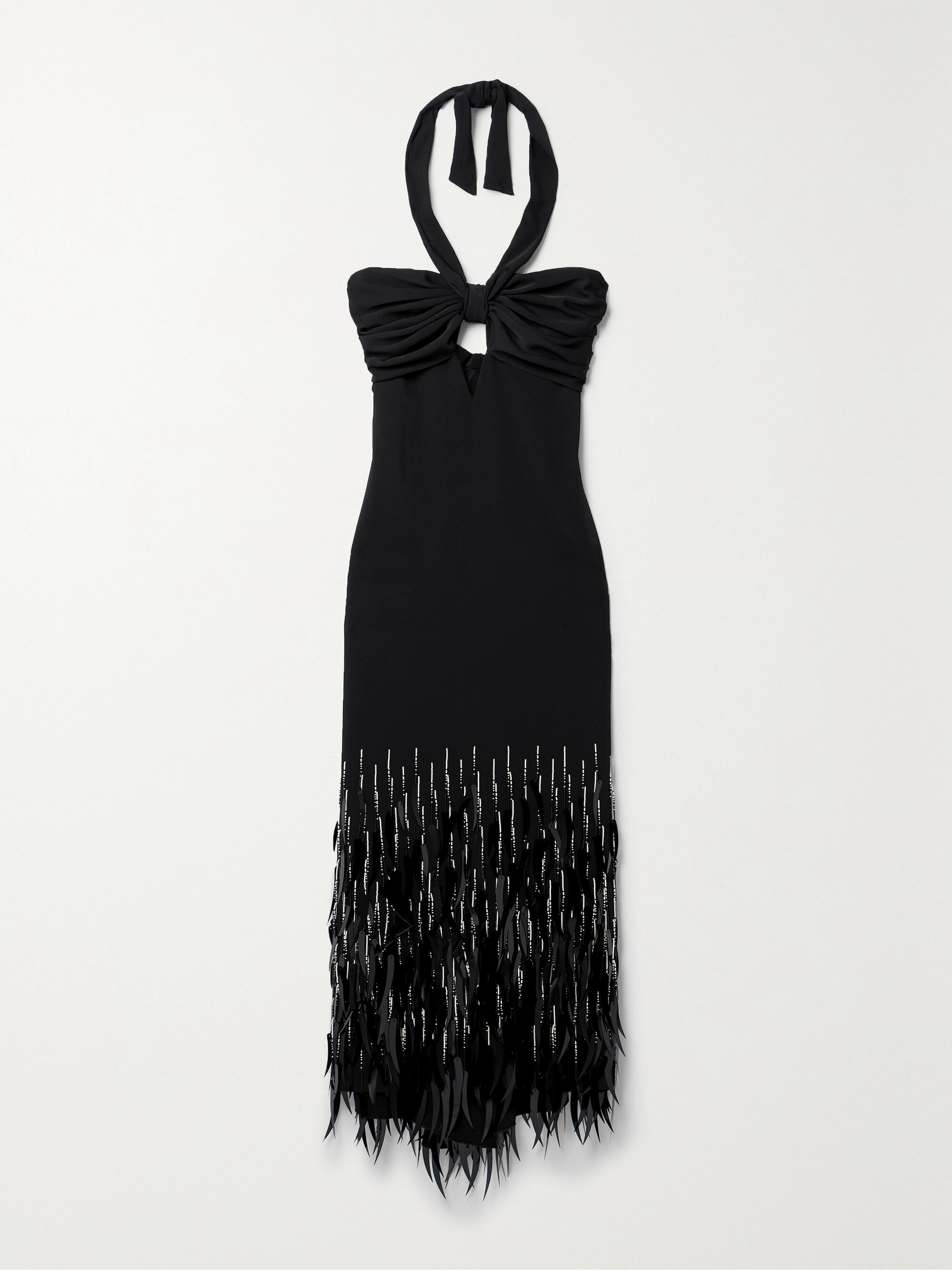 Johanna Ortiz + NET SUSTAIN Fiesta embellished crepe halterneck midi dress thumbnail