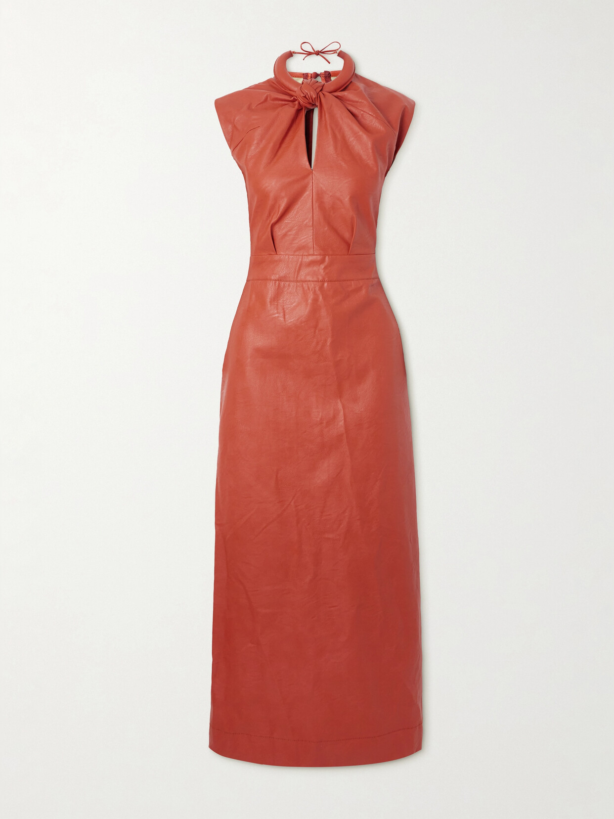 Shop Johanna Ortiz + Net Sustain Symbol Of Power Cutout Faux Leather Maxi Dress In Red