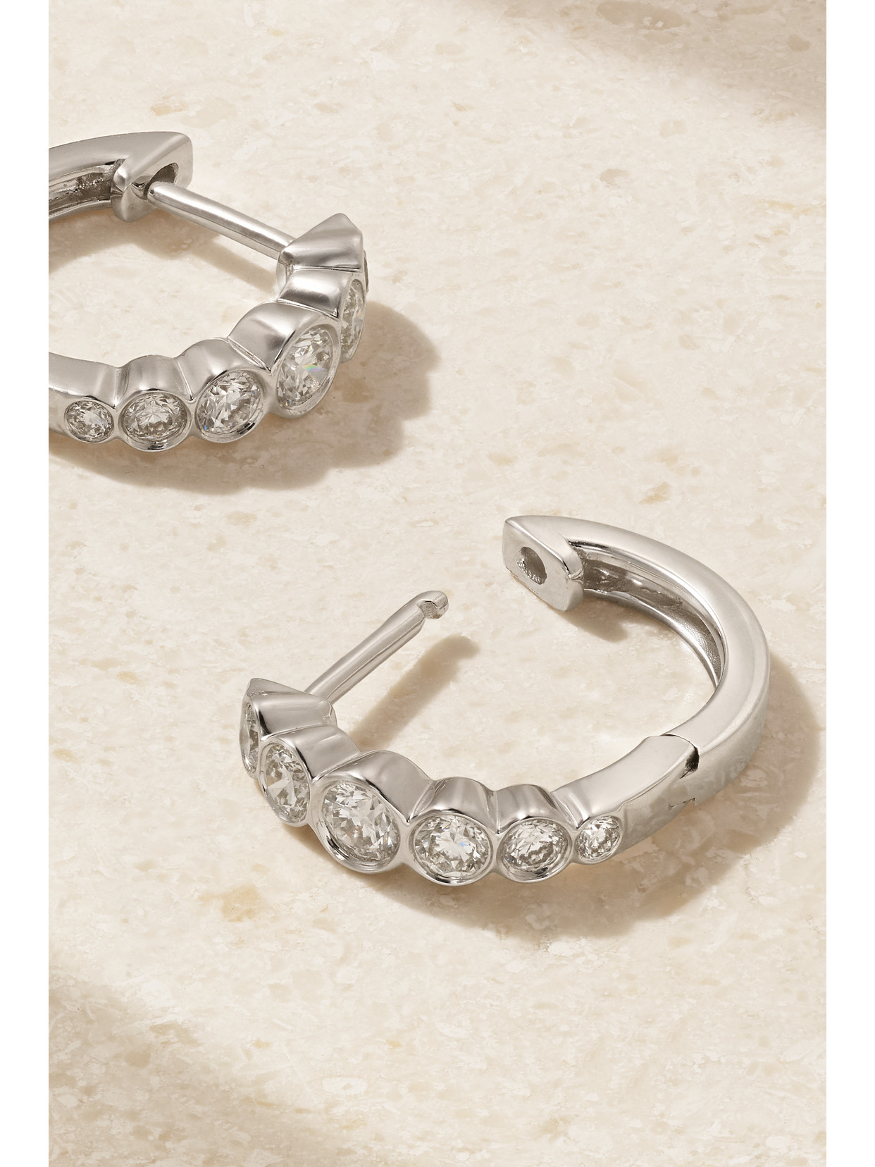 Shop Anita Ko Beverly Huggies 18-karat White Gold Diamond Hoop Earrings