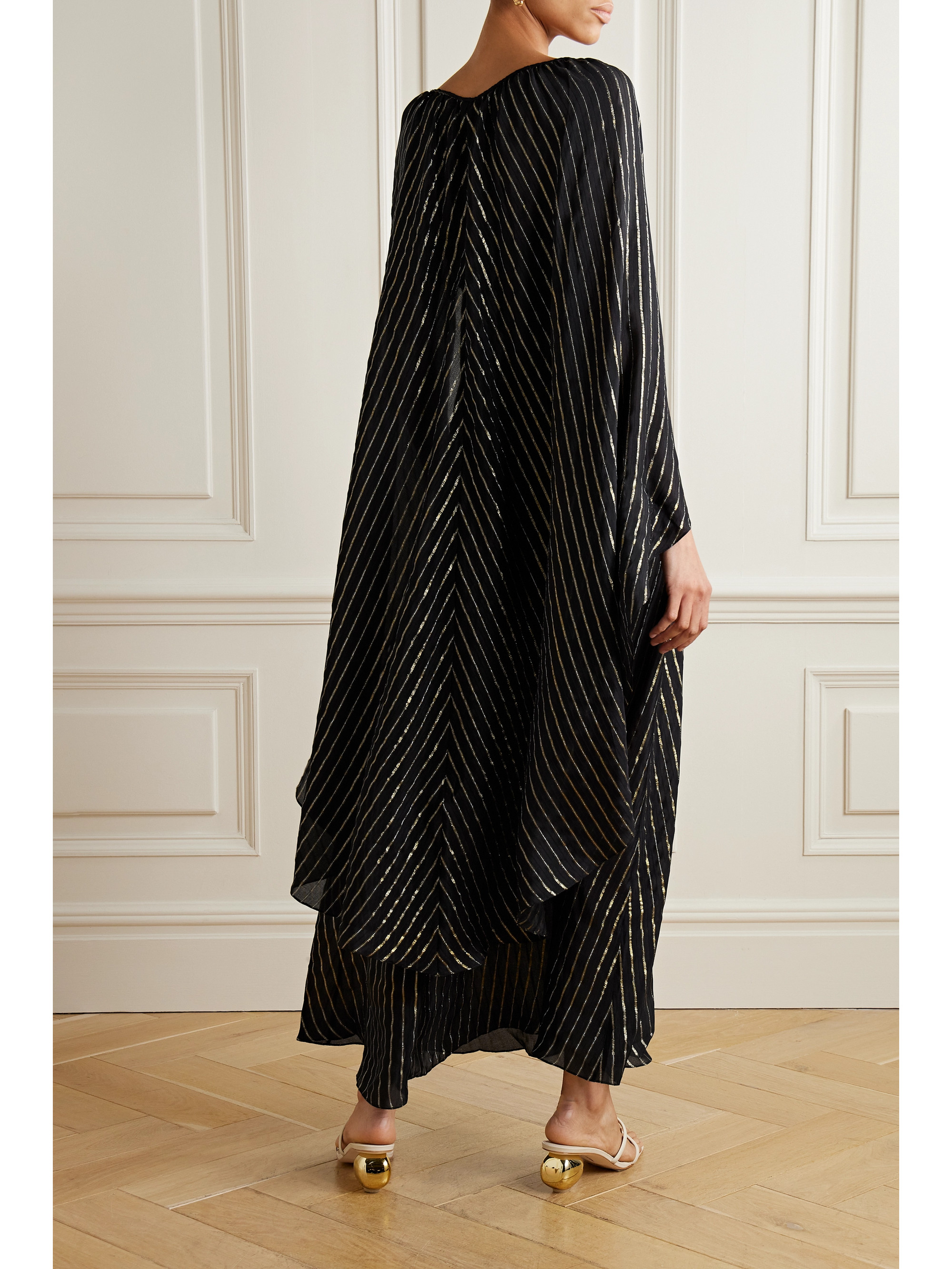 Johanna Ortiz + NET SUSTAIN Promise of Splendor metallic striped silk-blend chiffon maxi dress