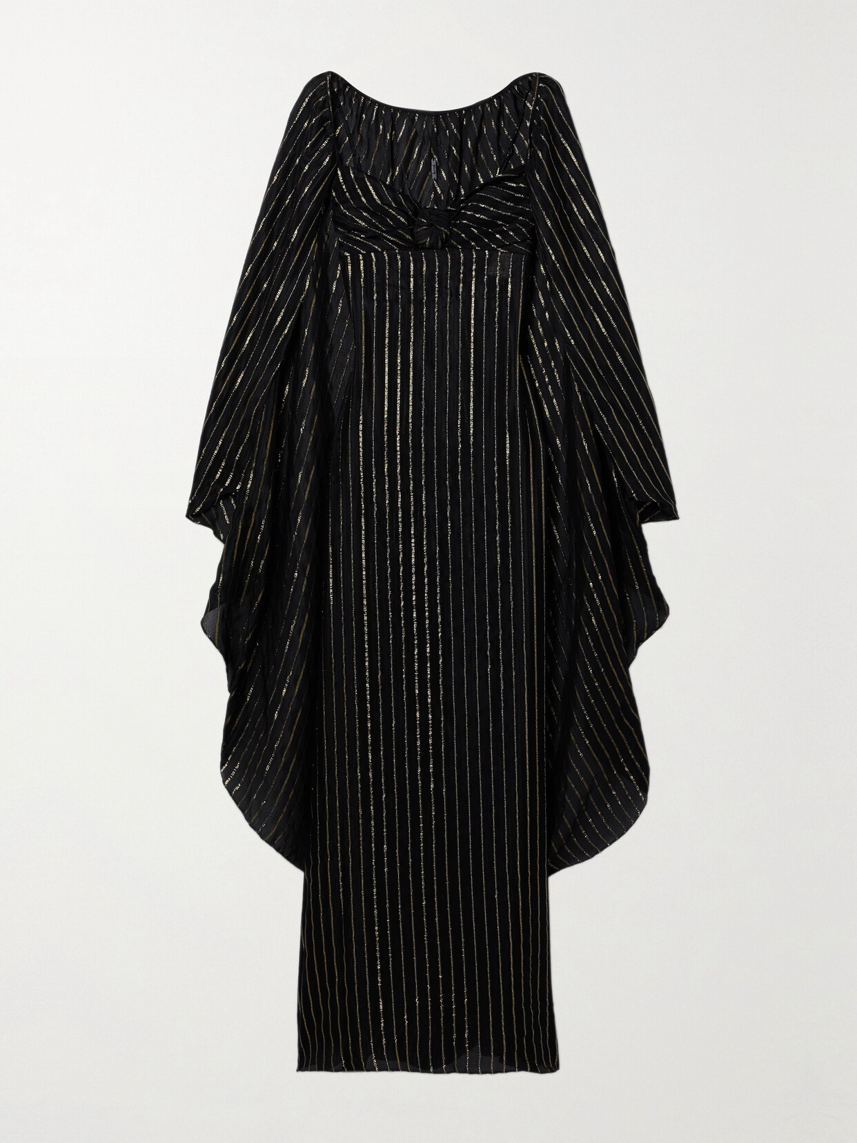 Shop Johanna Ortiz + Net Sustain Promise Of Splendor Metallic Striped Silk-blend Chiffon Maxi Dress In Black