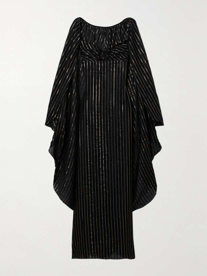 Johanna Ortiz + Net Sustain Promise Of Splendor Metallic Striped Silk-blend Chiffon Maxi Dress