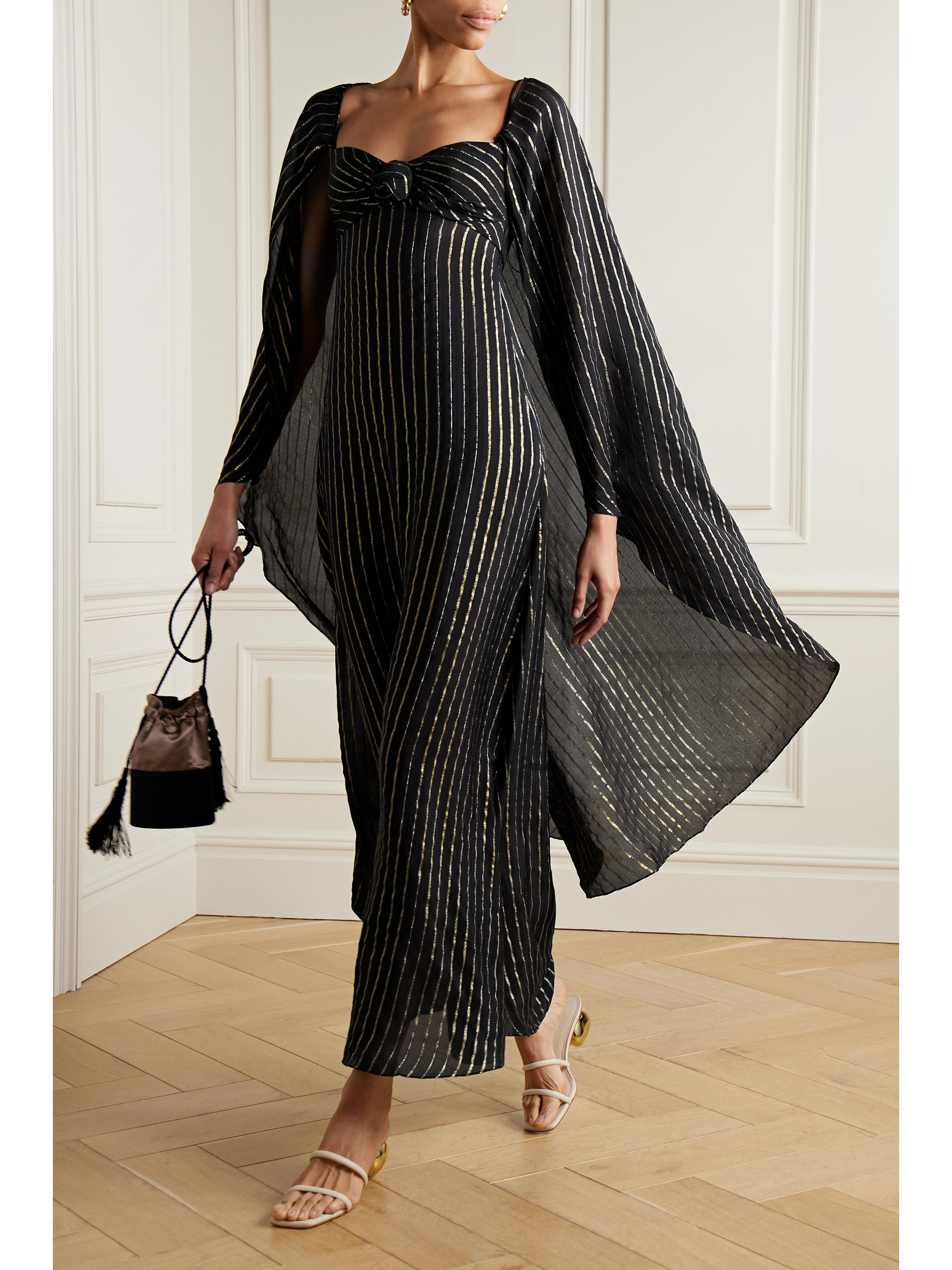 Johanna Ortiz + NET SUSTAIN Promise of Splendor metallic striped silk-blend chiffon maxi dress