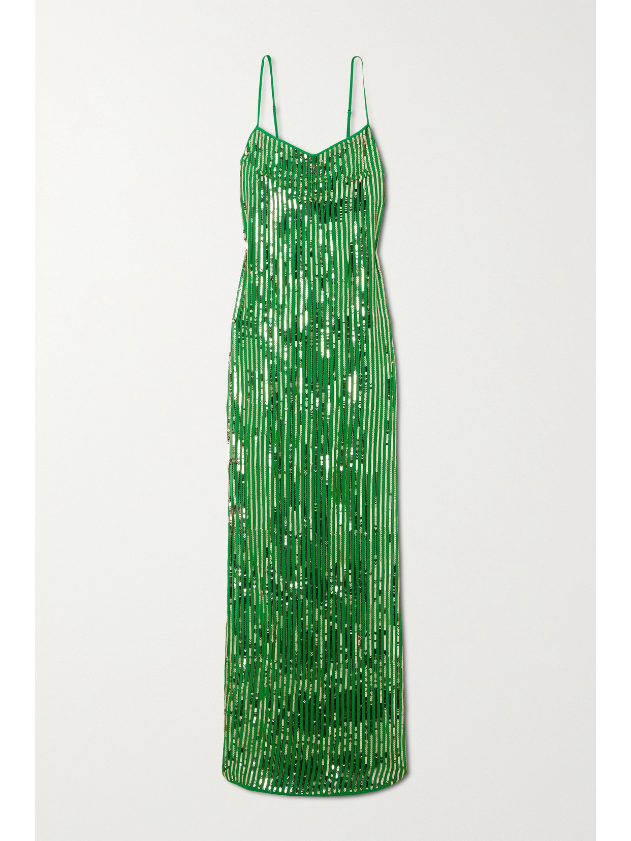 Shop Johanna Ortiz + Net Sustain Poder Tejido Convertible Embellished Silk Crepe De Chine Maxi Dress In Green