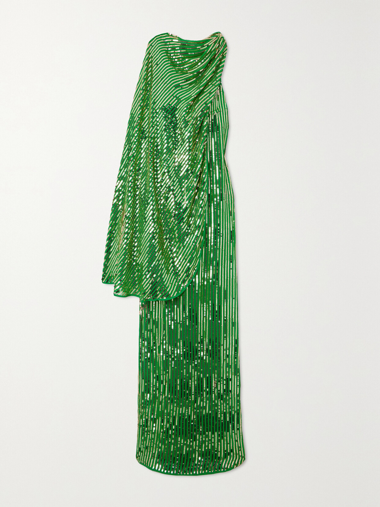 Johanna Ortiz + Net Sustain Poder Tejido Convertible Embellished Silk Crepe De Chine Maxi Dress In Green