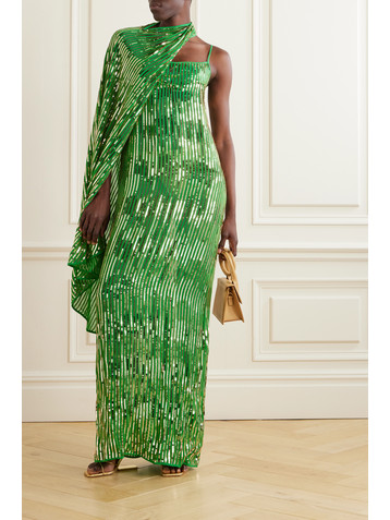 Johanna Ortiz + NET SUSTAIN Poder Tejido convertible embellished silk crepe de chine maxi dress