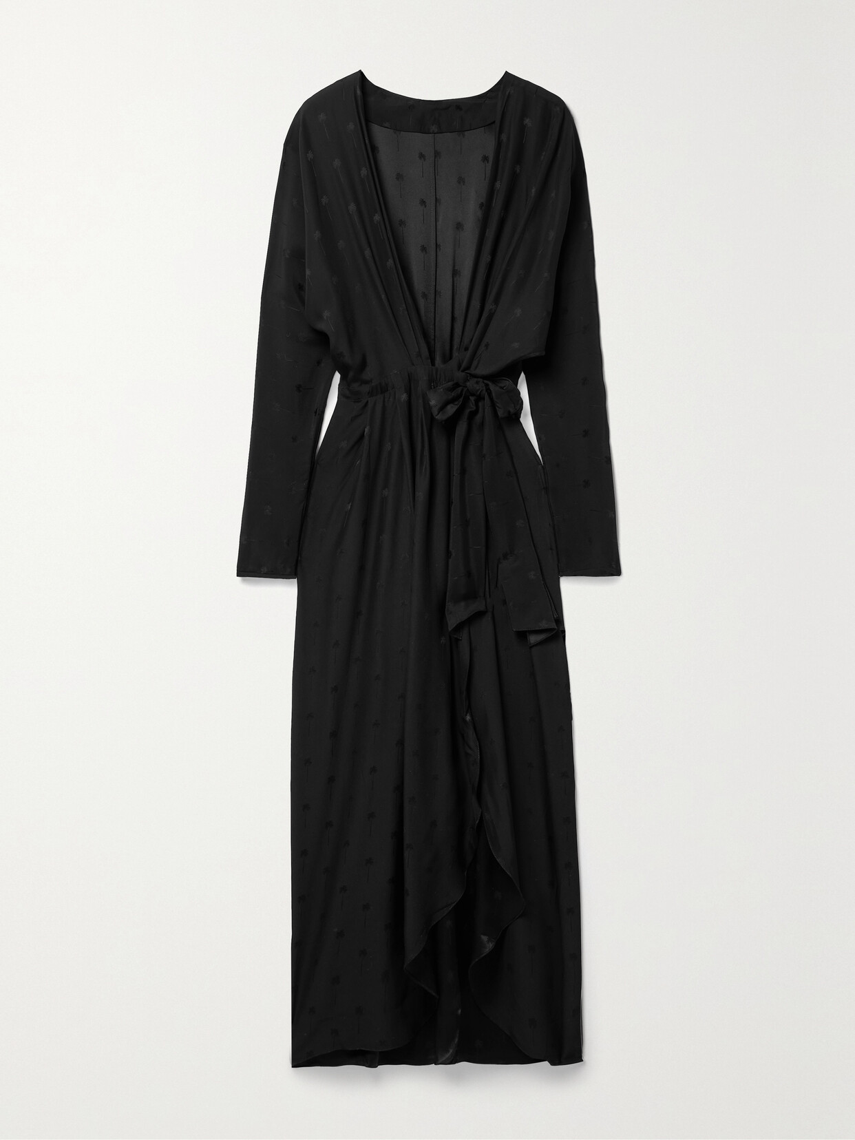 Johanna Ortiz + Net Sustain Dance Of Devotion Silk Satin-jacquard Midi Wrap Dress - Black