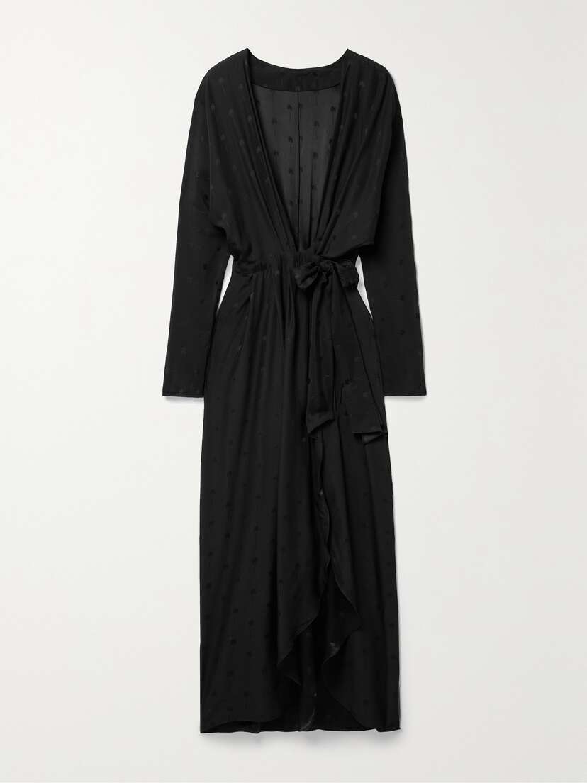 Johanna Ortiz + Net Sustain Dance Of Devotion Silk Satin-jacquard Midi Wrap Dress