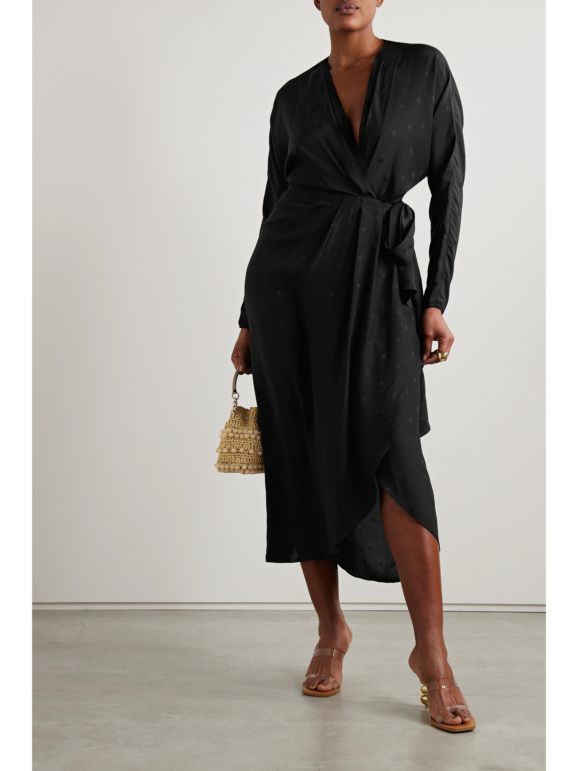 Johanna Ortiz + NET SUSTAIN Dance of Devotion silk satin-jacquard midi wrap dress