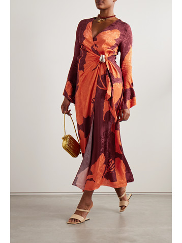 Johanna Ortiz + NET SUSTAIN Sanctuary for Dream printed satin-jacquard midi wrap dress