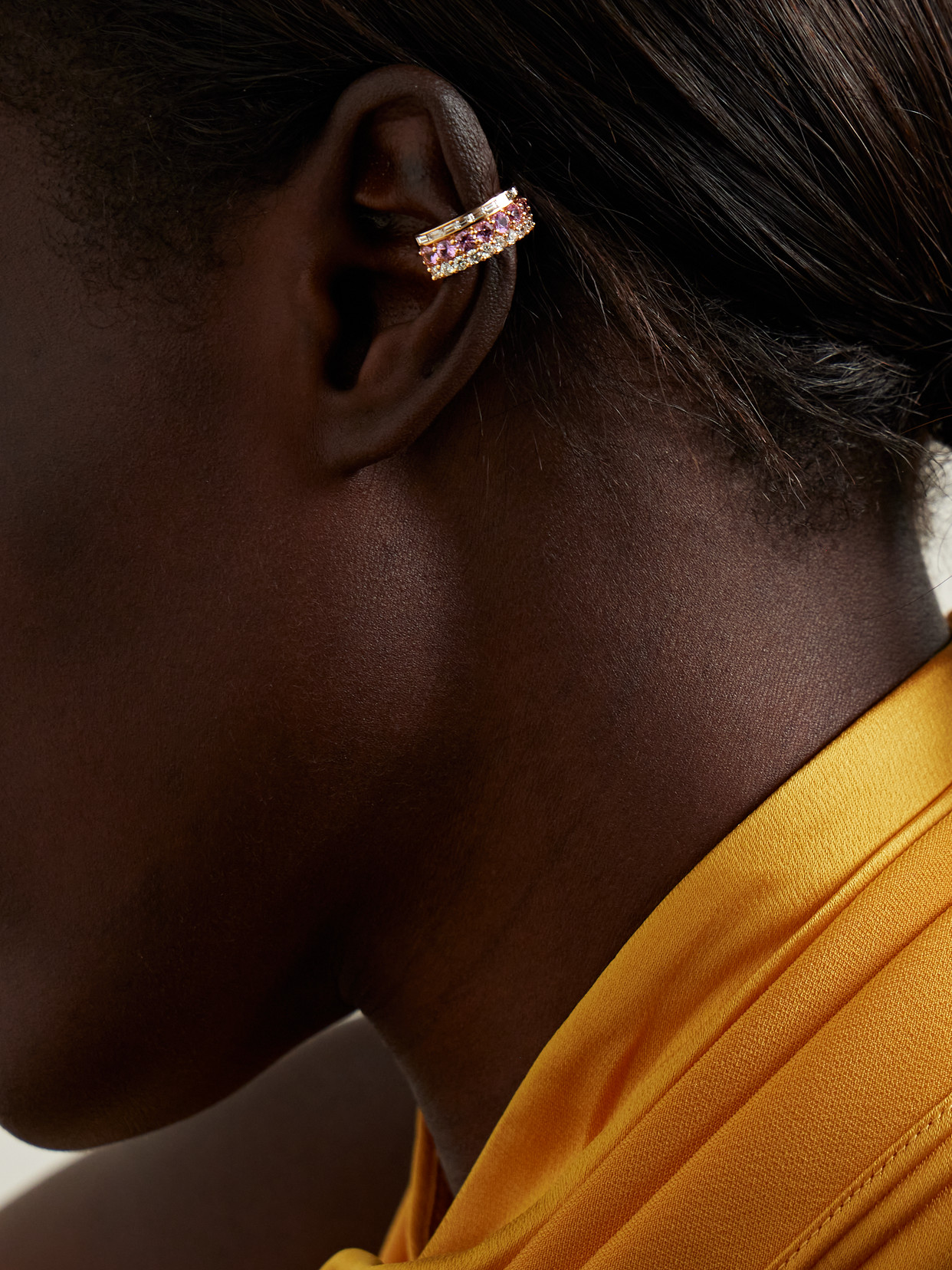 Shop Anita Ko Lola 18-karat Rose Gold, Sapphire And Diamond Ear Cuff In Pink