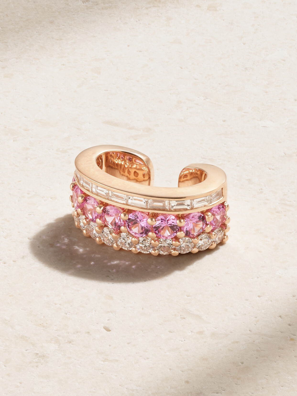 Anita Ko Lola 18-karat Rose Gold, Sapphire And Diamond Ear Cuff In Pink