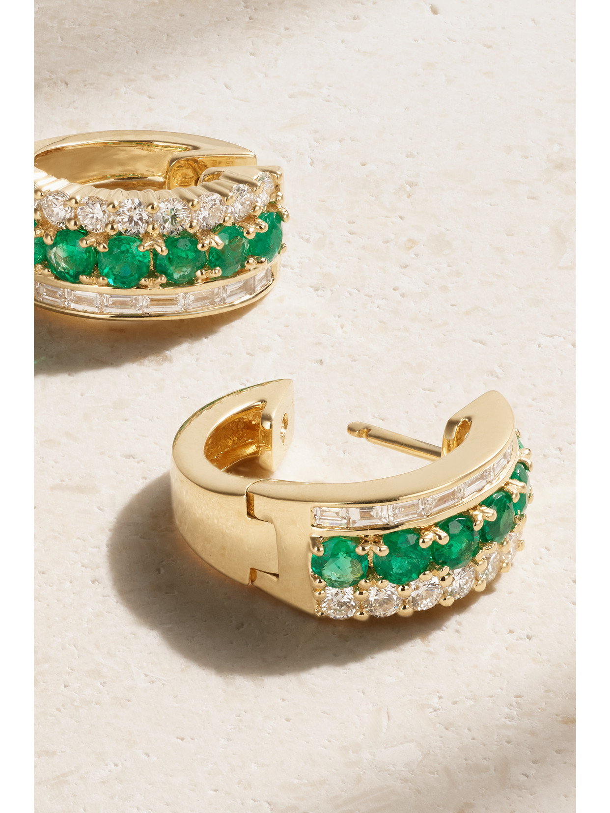 Anita Ko Lola 18-karat Gold, Emerald And Diamond Hoop Earrings In Green