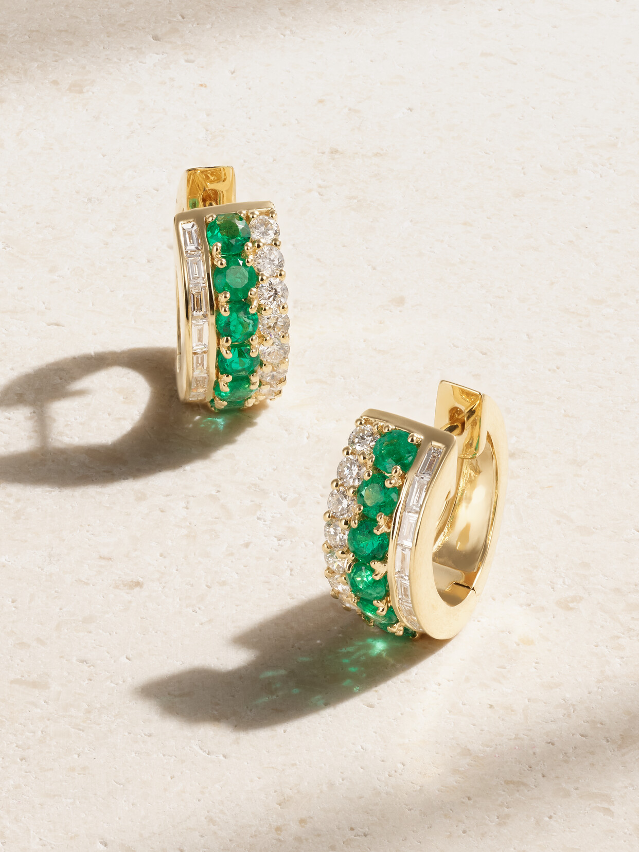 Anita Ko - Lola 18-karat Gold, Emerald And Diamond Hoop Earrings - Green