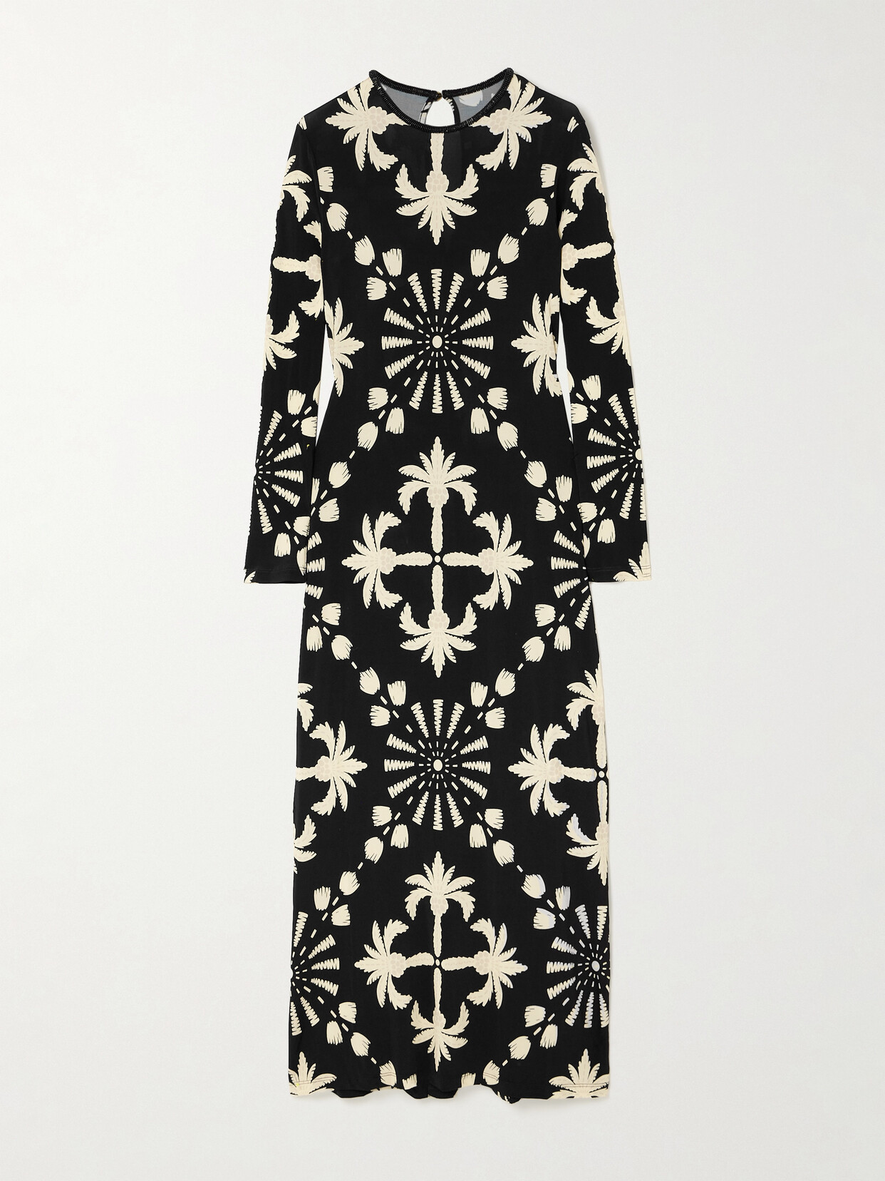 Shop Johanna Ortiz + Net Sustain Garden Warrior Embellished Printed Stretch-jersey Maxi Dress In Black