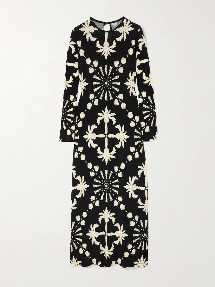 Johanna Ortiz + Net Sustain Garden Warrior Embellished Printed Stretch-jersey Maxi Dress