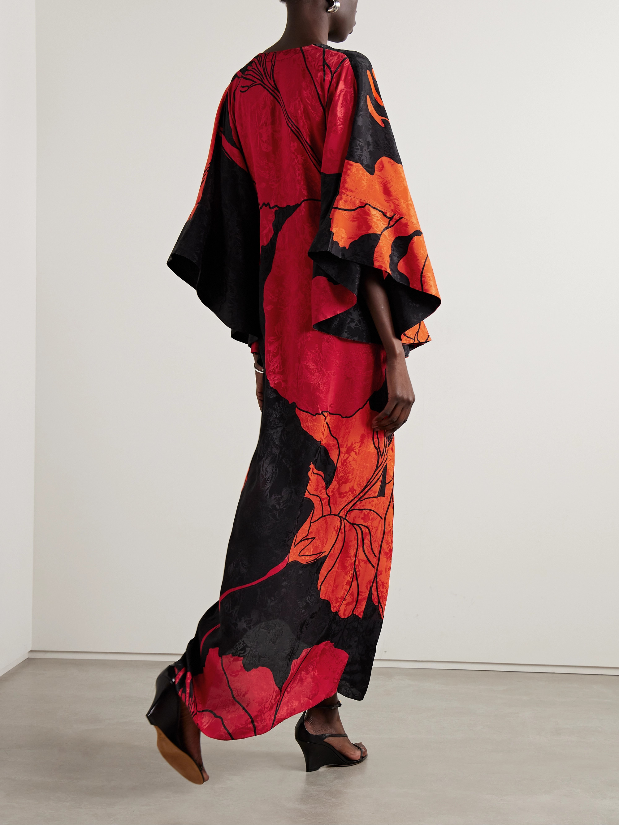 Johanna Ortiz + NET SUSTAIN River Classing cutout printed satin-jacquard maxi dress thumbnail