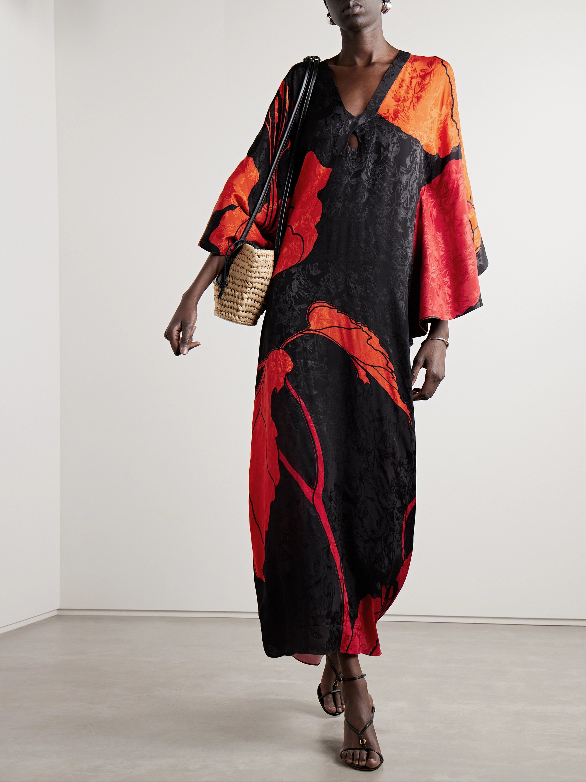 Johanna Ortiz + NET SUSTAIN River Classing cutout printed satin-jacquard maxi dress