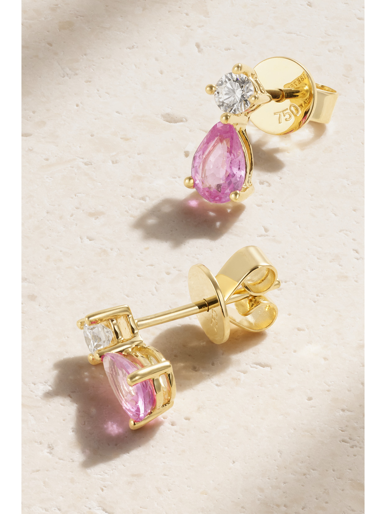 Shop Anita Ko 18-karat Gold Sapphire And Diamond Earrings In Pink