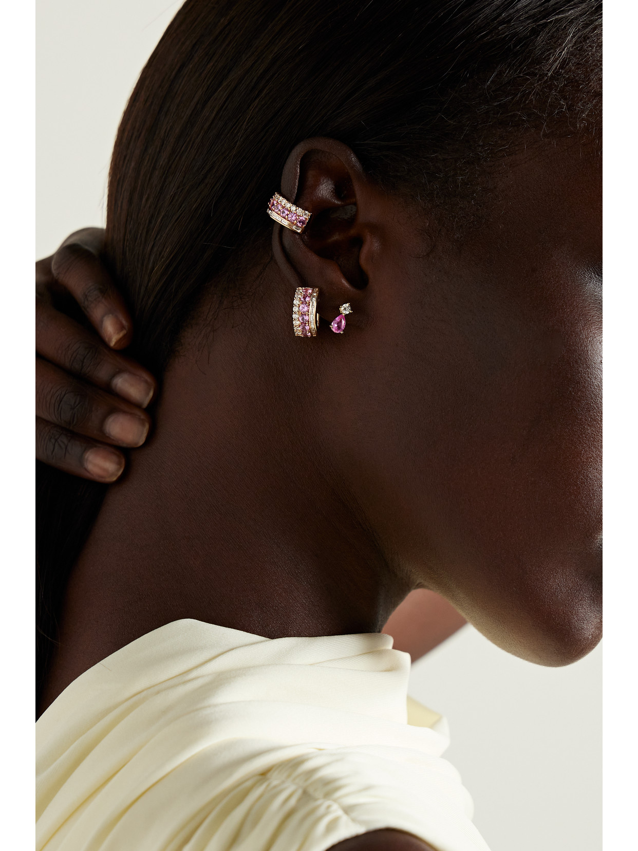 Shop Anita Ko 18-karat Gold Sapphire And Diamond Earrings In Pink