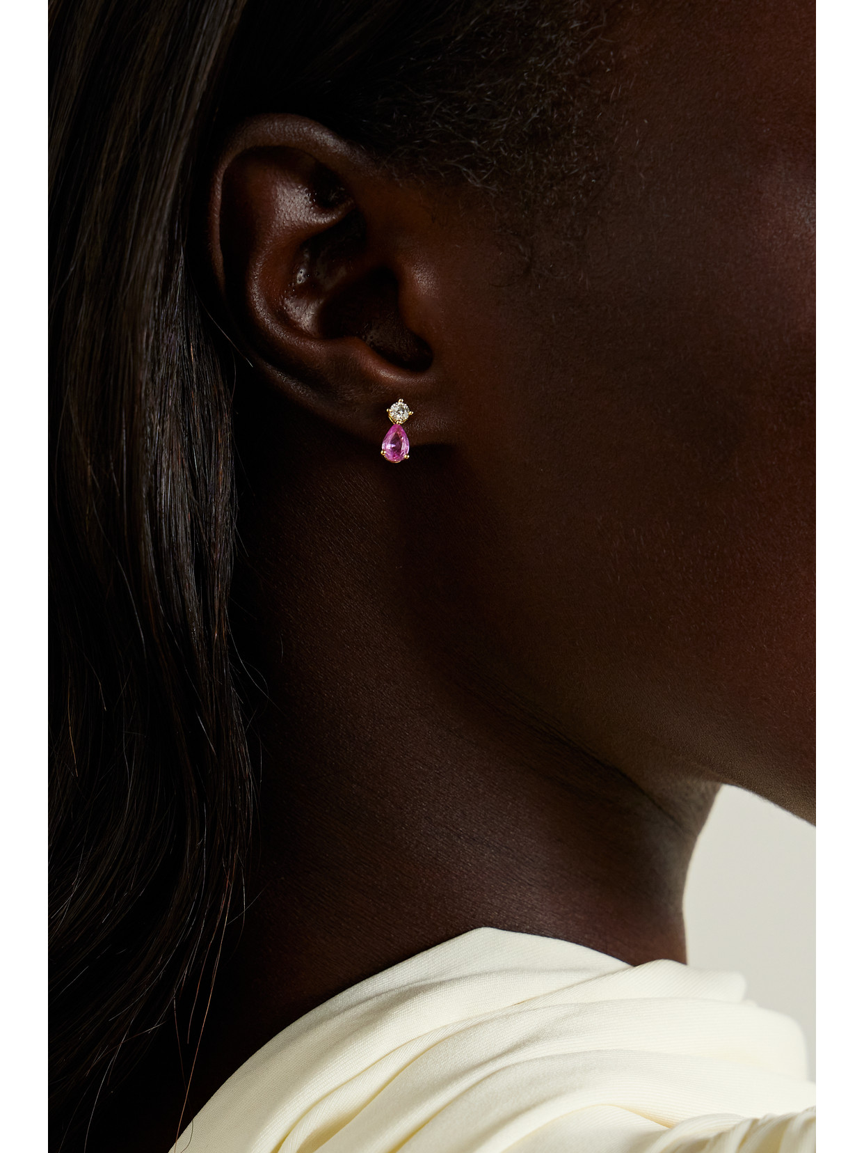 Shop Anita Ko 18-karat Gold Sapphire And Diamond Earrings In Pink