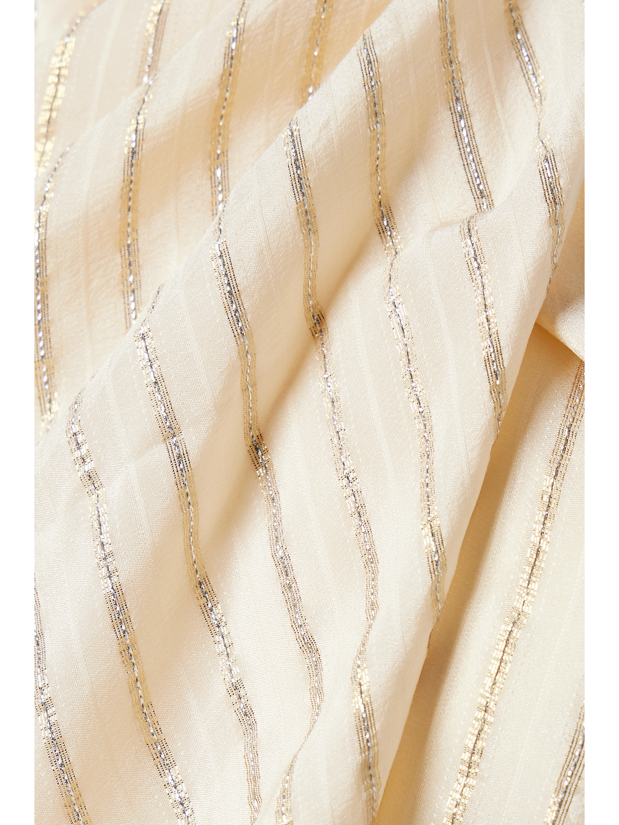 Shop Johanna Ortiz + Net Sustain Gracia Radiante Draped Silk And Lurex Halterneck Top In Silver